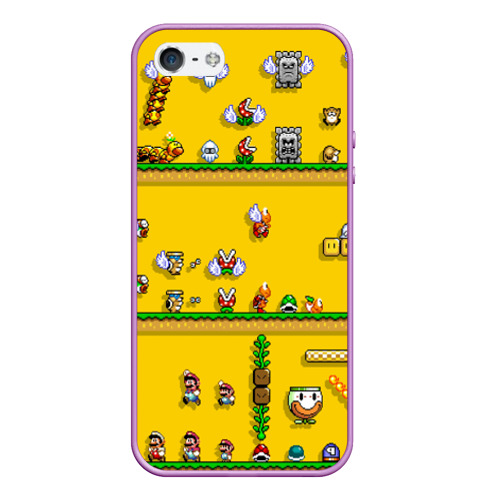 Чехол для iPhone 5/5S матовый Mario 2020, цвет сиреневый