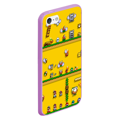 Чехол для iPhone 5/5S матовый Mario 2020, цвет сиреневый - фото 3