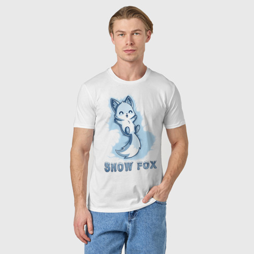 Мужская футболка хлопок Snow fox, цвет белый - фото 3