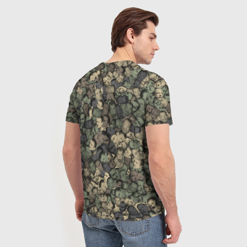 Мужская футболка 3D с принтом Камуфляж Зеленый Слоник, вид сзади #2