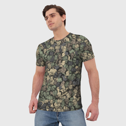 Мужская футболка 3D с принтом Камуфляж Зеленый Слоник, фото на моделе #1