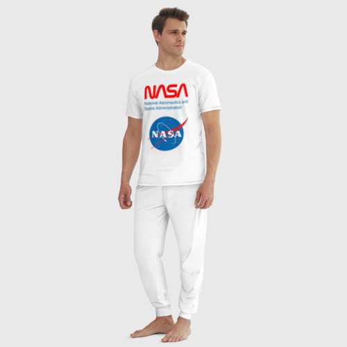 Мужская пижама хлопок NASA двухсторонняя, цвет белый - фото 5