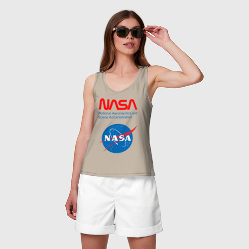 Женская майка хлопок NASA двухсторонняя, цвет миндальный - фото 3