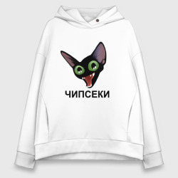 Женское худи Oversize хлопок Чипсеки: кот-мем