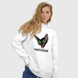 Женское худи Oversize хлопок Чипсеки: кот-мем - фото 2
