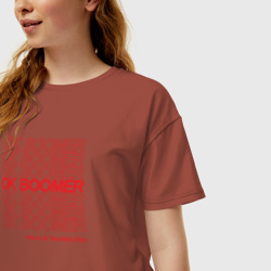 Женская футболка хлопок Oversize OK BOOMER (RED) - фото 2
