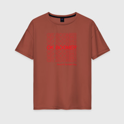 Женская футболка хлопок Oversize OK BOOMER (RED)