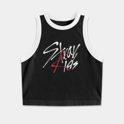 Женская укороченная майка-топ хлопок Stray Kids