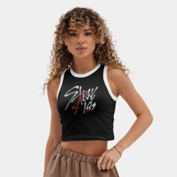 Женская укороченная майка-топ хлопок Stray Kids - фото 2