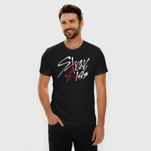 Мужская футболка хлопок Slim Stray Kids, цвет черный - фото 3