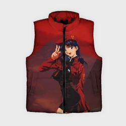 Женский жилет утепленный 3D Misato Katsuragi на красном