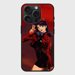 Чехол силиконовый для Apple iPhone 15 Pro матовый Misato Katsuragi на красном
