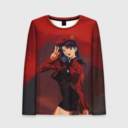 Женский лонгслив 3D Misato Katsuragi на красном