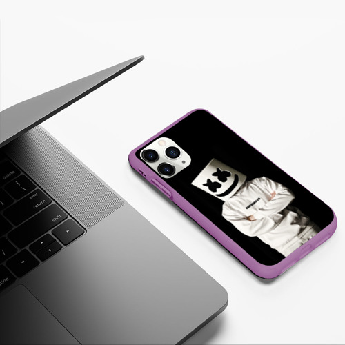 Чехол для iPhone 11 Pro матовый Marshmello, цвет фиолетовый - фото 5