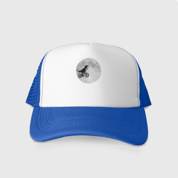 Кепка тракер с сеткой T-rex Riding a Bike against the backdrop of the moon