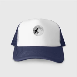 Кепка тракер с сеткой T-rex Riding a Bike against the backdrop of the moon