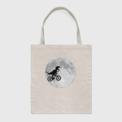Шоппер BioNature T-rex Riding a Bike against the backdrop of the moon