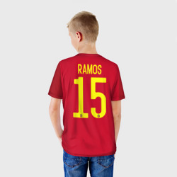 Футболка с принтом Ramos home Euro 2020 для мужчины, вид на модели сзади №2. Цвет основы: белый