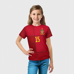Футболка с принтом Ramos home Euro 2020 для ребенка, вид на модели спереди №3. Цвет основы: белый