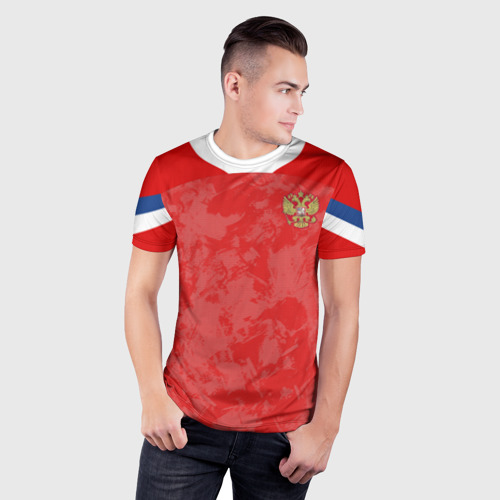 Мужская футболка 3D Slim Russia home Euro 2020, цвет 3D печать - фото 3