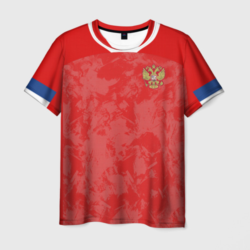Мужская футболка с принтом Russia home Euro 2020, вид спереди №1