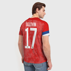 Футболка с принтом Golovin home Euro 2020 для мужчины, вид на модели сзади №2. Цвет основы: белый