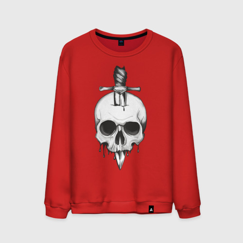 Мужской свитшот хлопок Skull with dagger, цвет красный