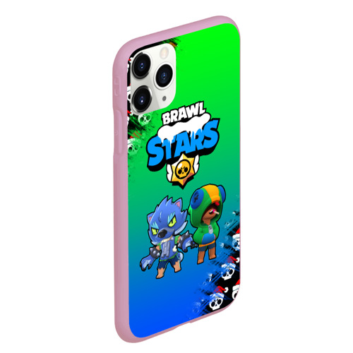 Чехол для iPhone 11 Pro Max матовый Новогодний Brawl Stars Two Leon, цвет розовый - фото 3