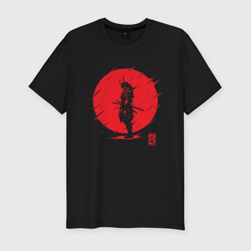 Мужская приталенная футболка из хлопка с принтом Самурайский Дух, вид спереди №1