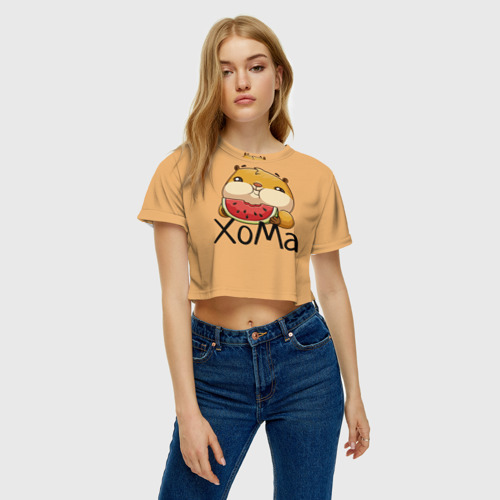 Женская футболка Crop-top 3D ХоМа, цвет 3D печать - фото 4