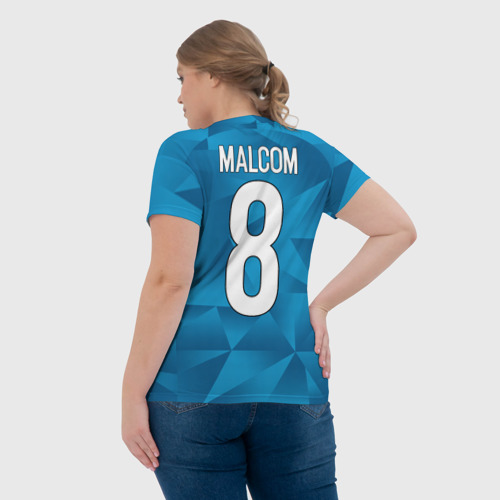 Женская футболка 3D с принтом Malcom home kit 19-20, вид сзади #2