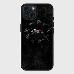Чехол силиконовый для Apple iPhone 15 матовый Автографы Stray Kids