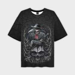 Мужская футболка oversize 3D Plague Doctor and Skull