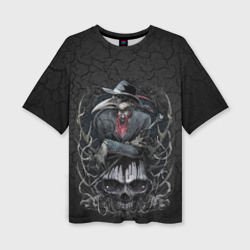 Женская футболка oversize 3D Plague Doctor and Skull