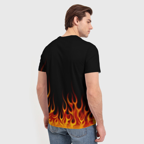 Мужская футболка 3D с принтом Пламя Old School, вид сзади #2