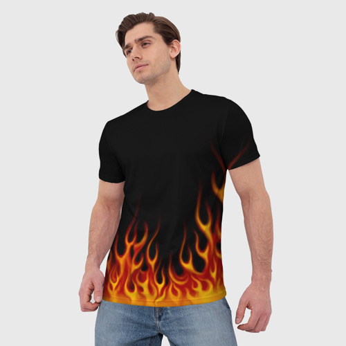 Мужская футболка 3D с принтом Пламя Old School, фото на моделе #1