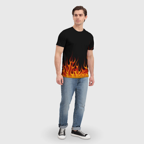 Мужская футболка 3D с принтом Пламя Old School, вид сбоку #3
