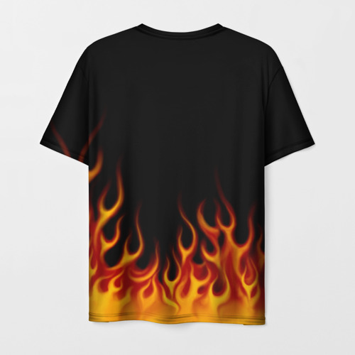Мужская футболка 3D с принтом Пламя Old School, вид сзади #1