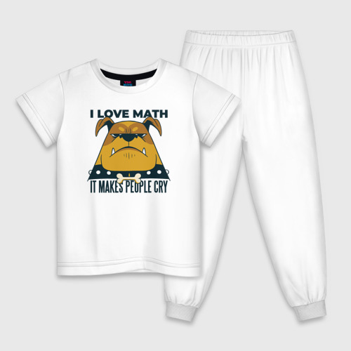 Детская пижама хлопок с принтом Люблю Математику, вид спереди #2