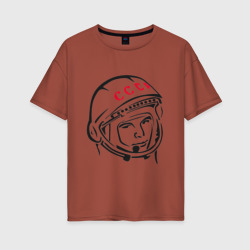 Женская футболка хлопок Oversize Футболка СССР Гагарин
