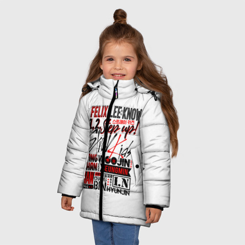 Зимняя куртка для девочек 3D Stray Kids, цвет светло-серый - фото 3