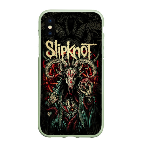 Чехол для iPhone XS Max матовый Маска Slipknot, цвет салатовый