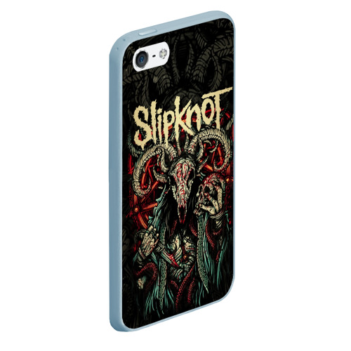 Чехол для iPhone 5/5S матовый Маска Slipknot, цвет голубой - фото 3