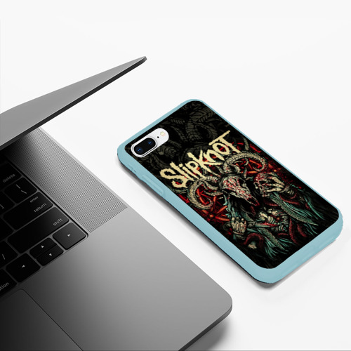 Чехол для iPhone 7Plus/8 Plus матовый Маска Slipknot, цвет мятный - фото 5