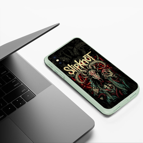 Чехол для iPhone XS Max матовый Маска Slipknot, цвет салатовый - фото 5