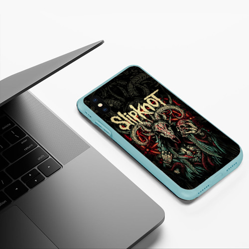 Чехол для iPhone XS Max матовый Маска Slipknot, цвет мятный - фото 5