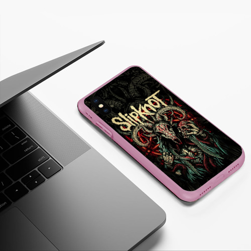 Чехол для iPhone XS Max матовый Маска Slipknot, цвет розовый - фото 5