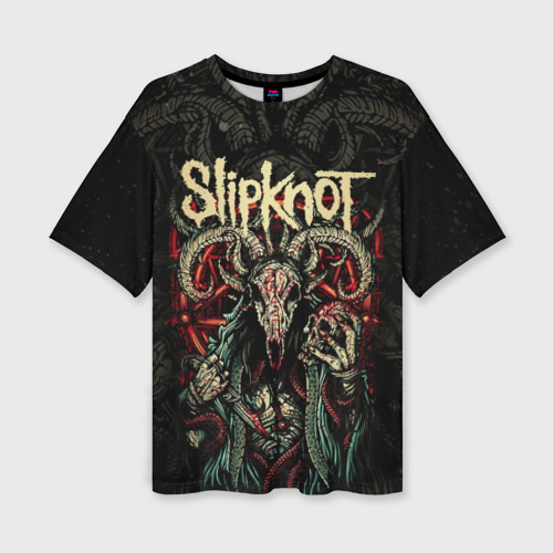 Женская футболка оверсайз с принтом Маска Slipknot, вид спереди №1