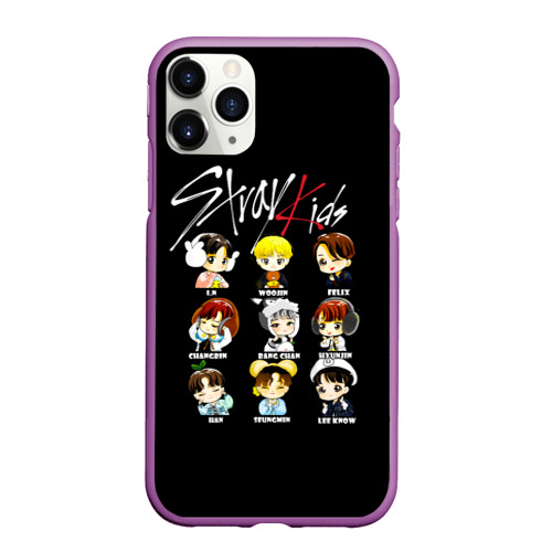 Чехол для iPhone 11 Pro Max матовый Stray Kids, цвет фиолетовый