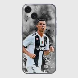 Чехол для iPhone 15 силиконовый с защитой камеры Криштиану Роналду